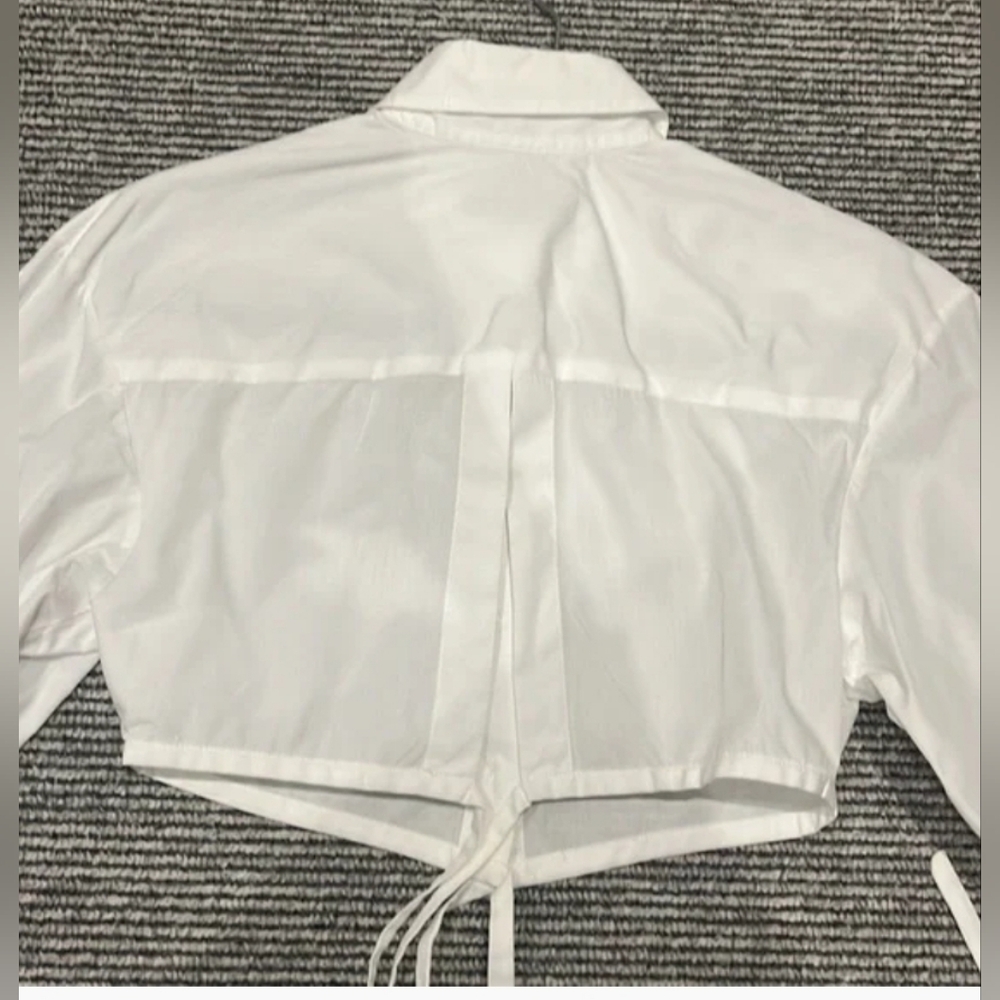 Christopher Esber White Crop Tie Shirt Size 2 - Wrap Blouse Button-Down - Picture 3 of 6